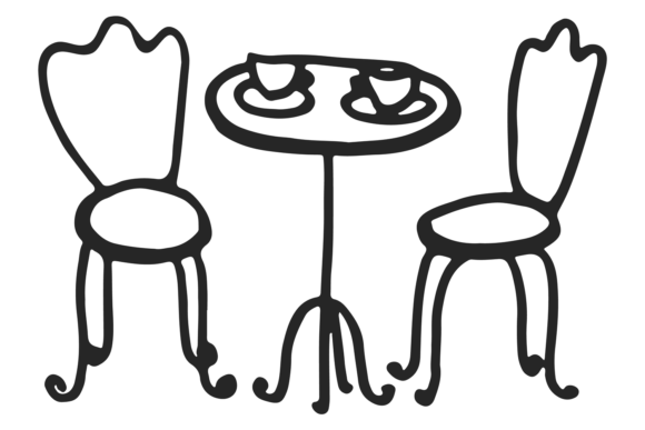 Cafe Table with Two Chairs: Graphics & Illustrations