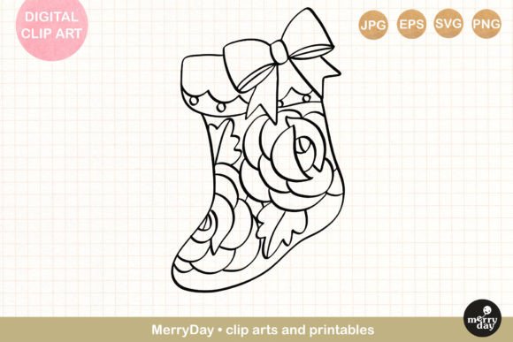 Christmas Stocking Ornament Line Art Graphics Review