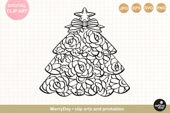 Christmas Tree Ornament Line Art Graphics & Illustrations