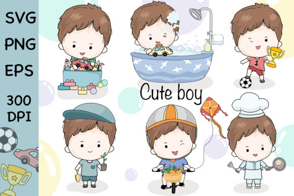Cute Boy Activities Clip Art: Graphics & Illustrations Review