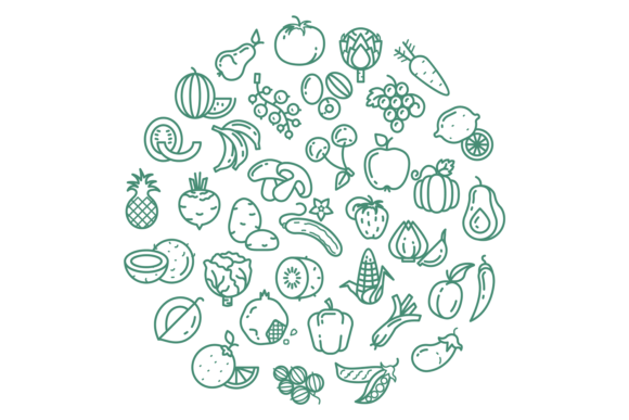 Fruit Doodle in Round Shape. Food Decora – A Versatile Graphic for Local Branding