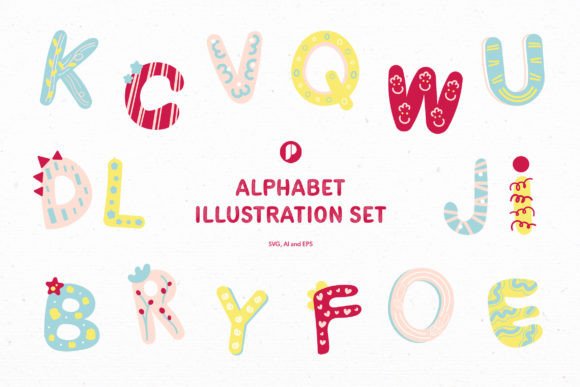 Fun Learning Alphabet Illustration Set Graphics Review