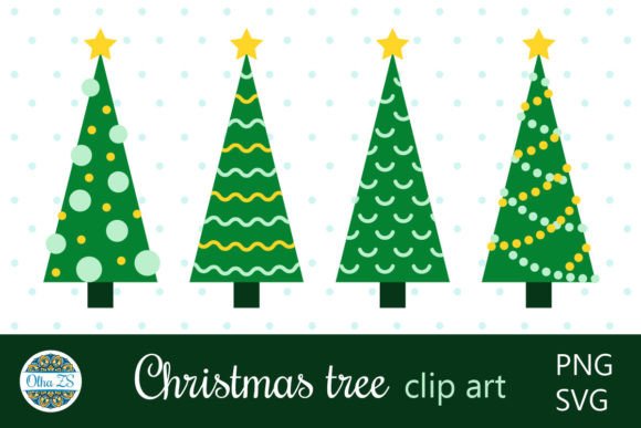 Geometric Christmas Trees Graphics & Illustrations