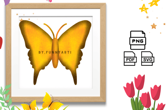 Golden Glitter Butterfly Graphics & Illustrations