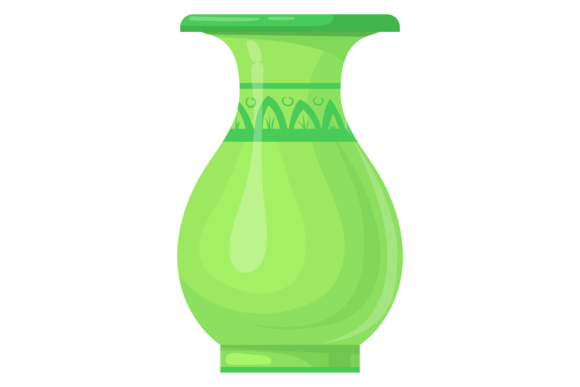 Green Retro Vase Cartoon Icon Graphics & Illustrations