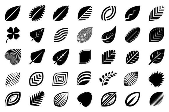 Leaves, Black and White – A Minimalist Graphic Design Asset for Sophisticated Branding