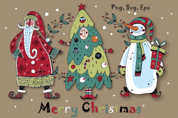 Merry Christmas Doodles Png SVG Graphics & Illustrations