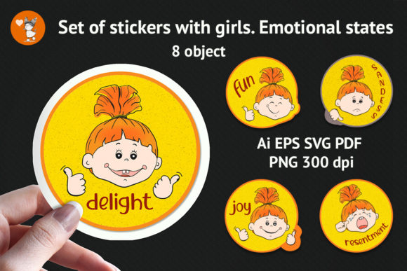 Set of Stickers with Girls – A Playful Illustration Pack for Modern Brand Graphics