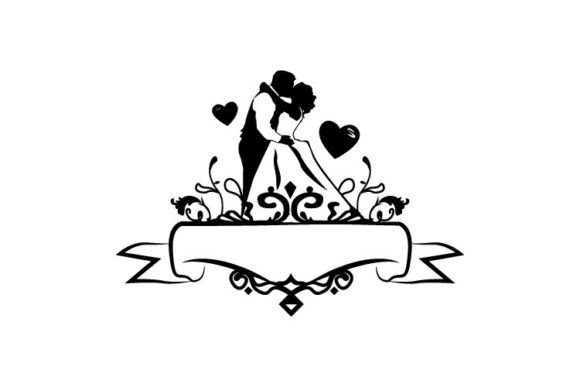 Wedding Silhouette Couple Banner Decor Graphics & Illustrations