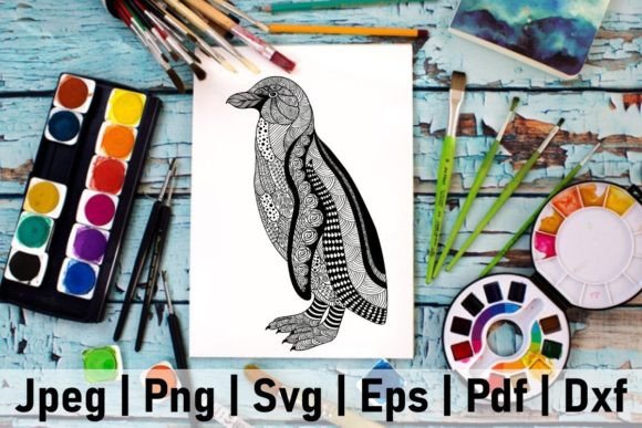 Zentangle Penguin Graphics and Illustrations Review